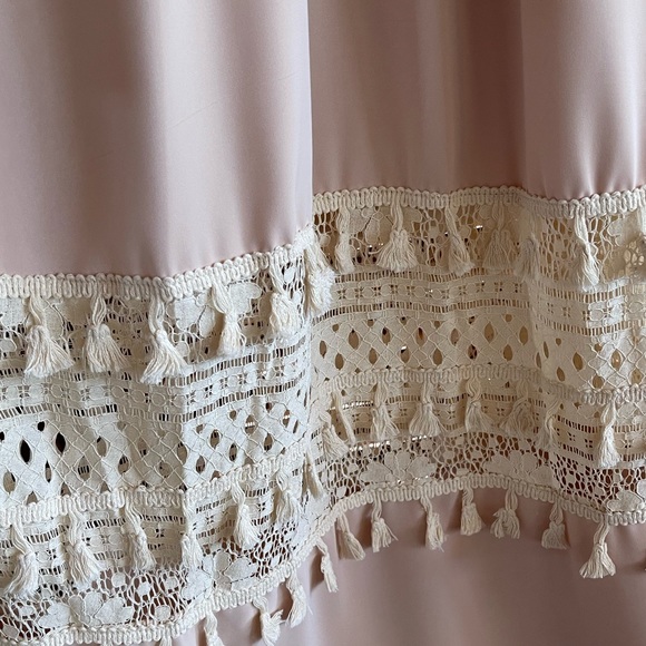 Blush Boho Summer Crochet Maxi, Tassel Adorned, Adjustable Tassel Tie Straps - Picture 8 of 13